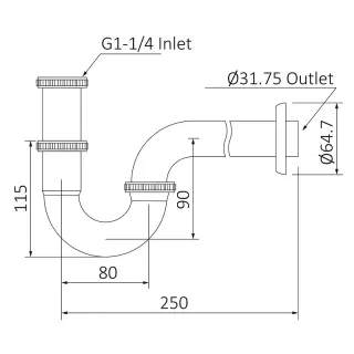 Сифон для раковины Timo 961/18L чёрное золото